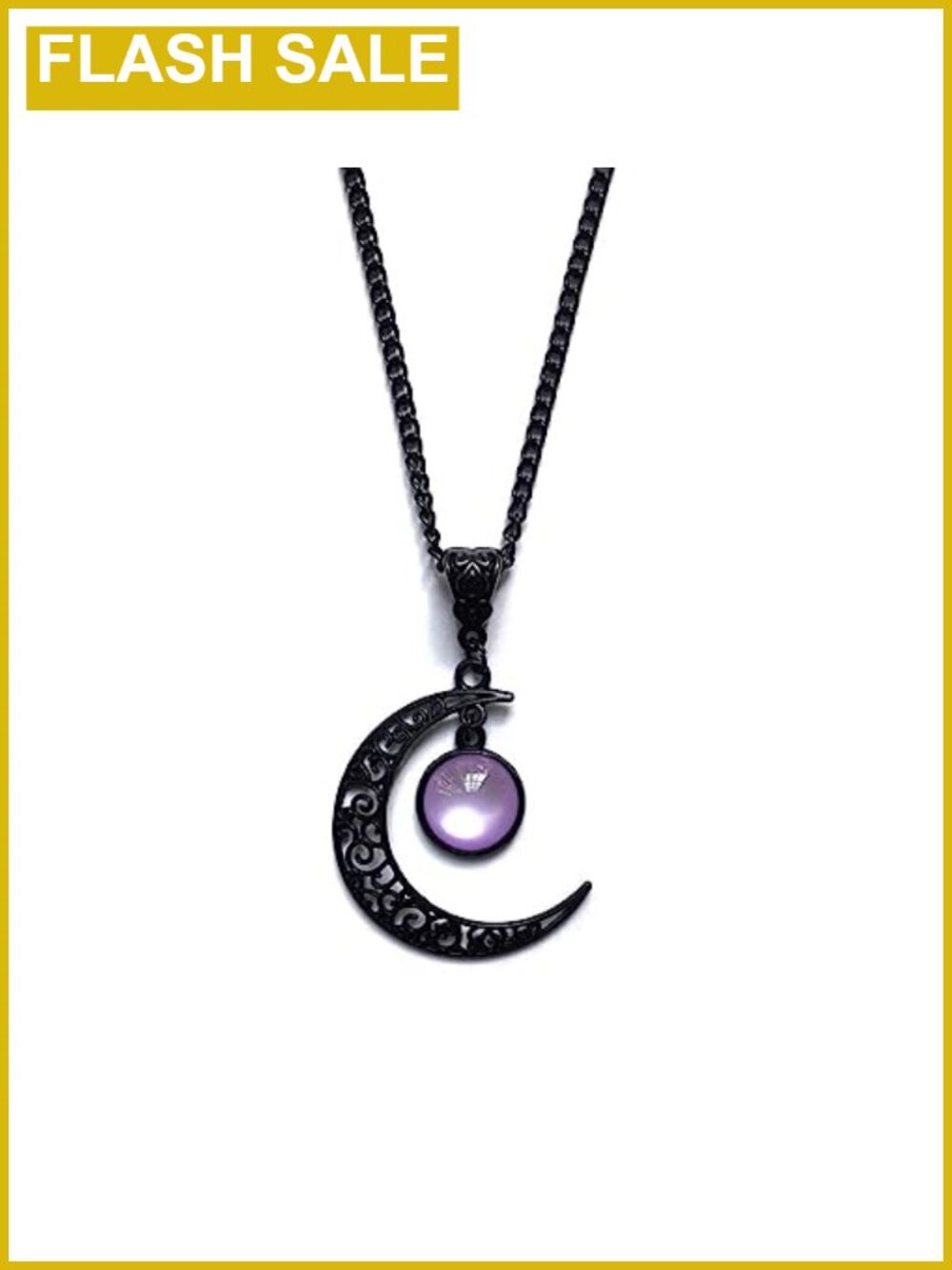 Gothic Moon Crystal Pendant Necklace Punk Style Cosplay Jewelry